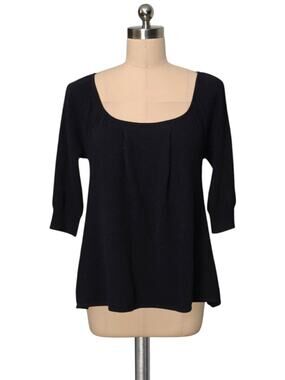 TWG Anthropologie Black 100% Cashmere Top Sweater Gold Buttons S